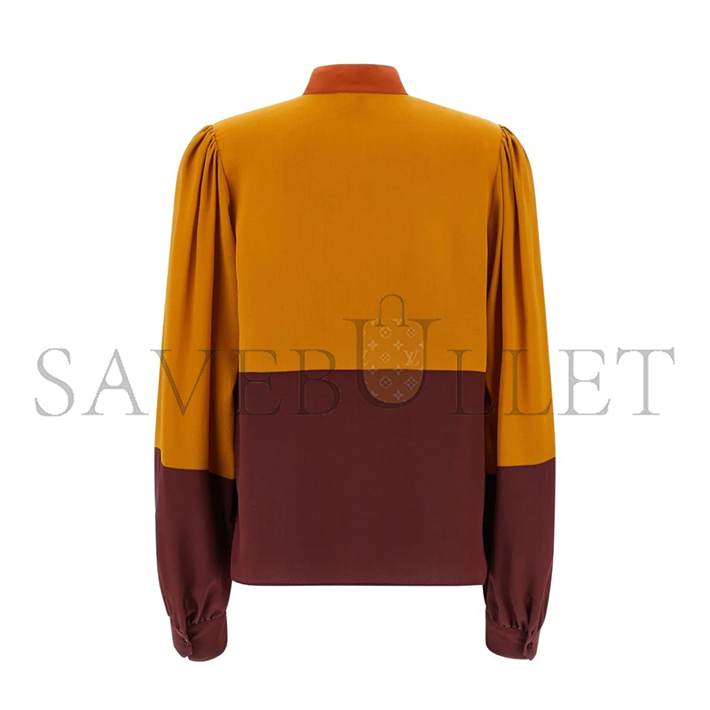 YSL COLOURBLOCK HIGH-NECK BLOUSE 857185Y100W6753